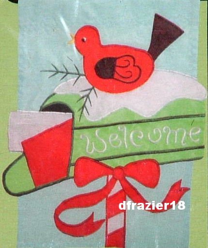 CHRISTMAS MAILBOX Toland Decorative Garden Flag Mini Applique Red Bird Welcome