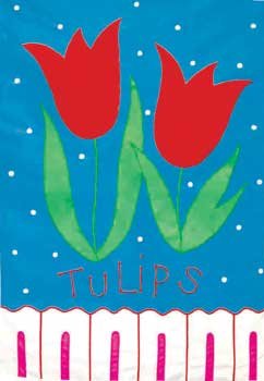 TWO TULIPS Toland Decorative Garden Flag Large Applique Tulip