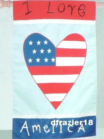 I LOVE AMERICA HEART Toland Decorative Garden Flag Large Patriotic Applique