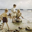 Albert Edelfelt-Children Playing on the Shore Albert Edelfelt-Children Playing on the Shore