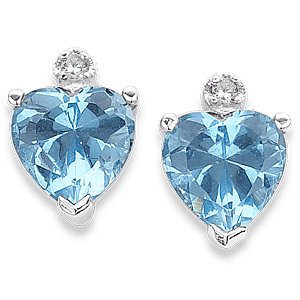 5.87 Carat CZ Birthstone Heart Sterling Silver Earrings