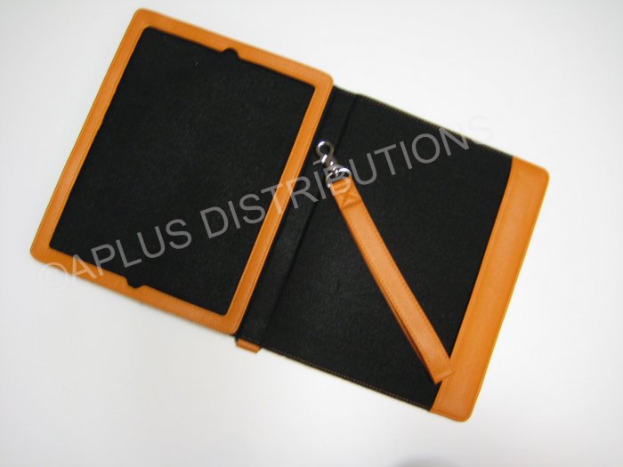 NEW LEATHER NOTEBOOK STYLE FOR APPLE iPAD - ORANGE