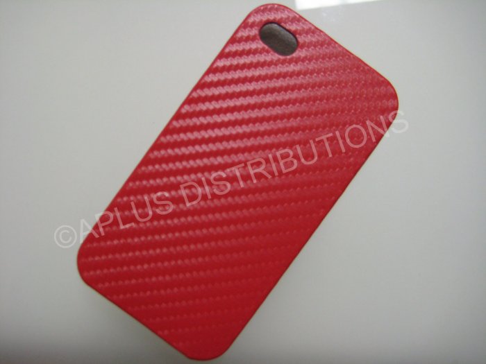 New Red Carbon Flap Cover Design Hard Protective Cover For iPhone 4 - (0135)