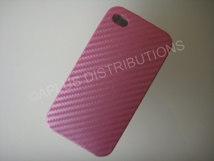 New Pink Carbon Flap Cover Design Hard Protective Cover For iPhone 4 - (0136)