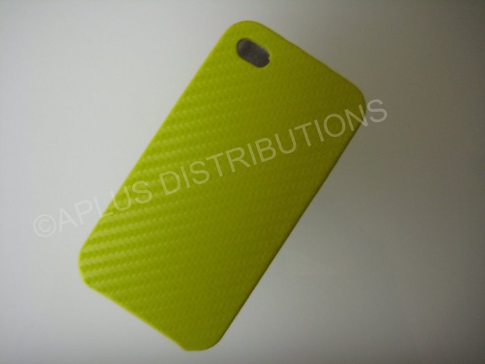 New Yellow Carbon Flap Cover Design Hard Protective Cover For iPhone 4 - (0138)