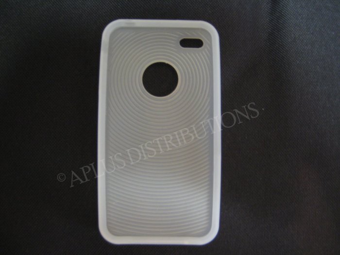 New Clear Thumb Print Pattern Silicone Cover For iPhone 4 - (0134)