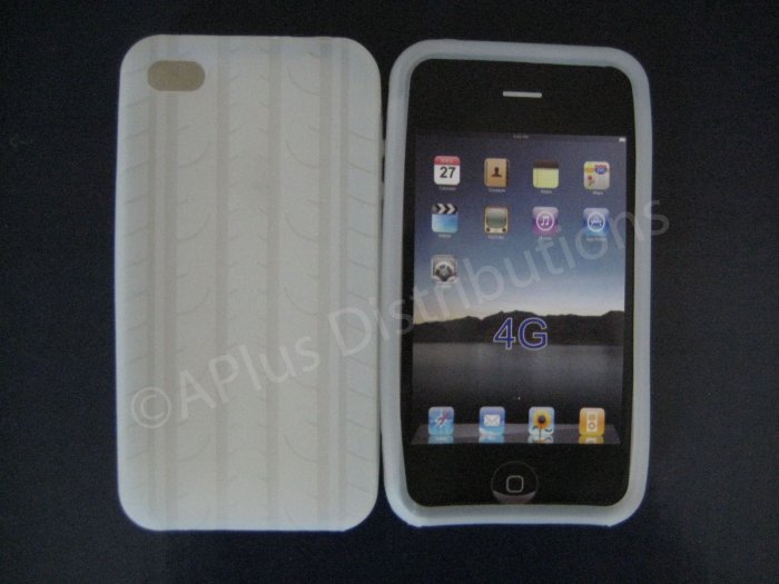 New Clear Tire Print Pattern Silicone Cover For iPhone 4 - (0006)