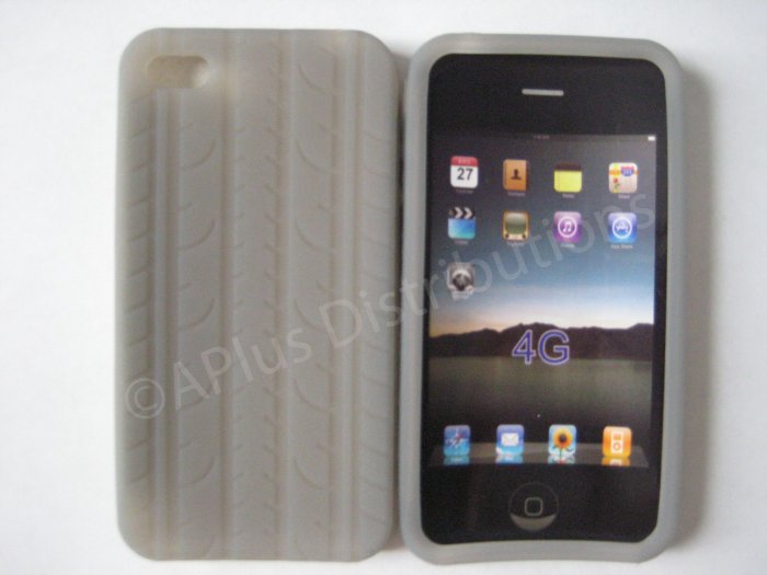 New Smoke Tire Print Pattern Silicone Cover For iPhone 4 - (0126)