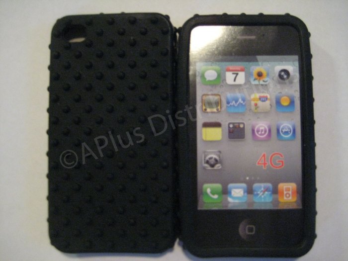 NEW Mutli-Bumps Silicone Case For Apple iPhone 4G Black