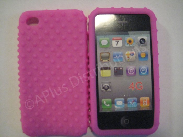 New Pink Multi-Bumps Design Silicone Cover For iPhone 4 - (0160)