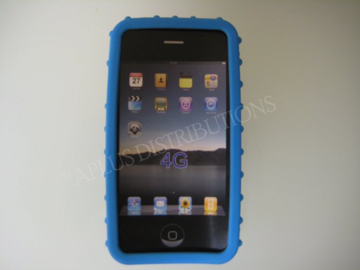 New Light Blue Multi-Bumps Design Silicone Cover For iPhone 4 - (0162)