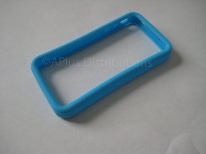 New Sky Blue Bumper Design Silicone Cover For iPhone 4 - (0119)