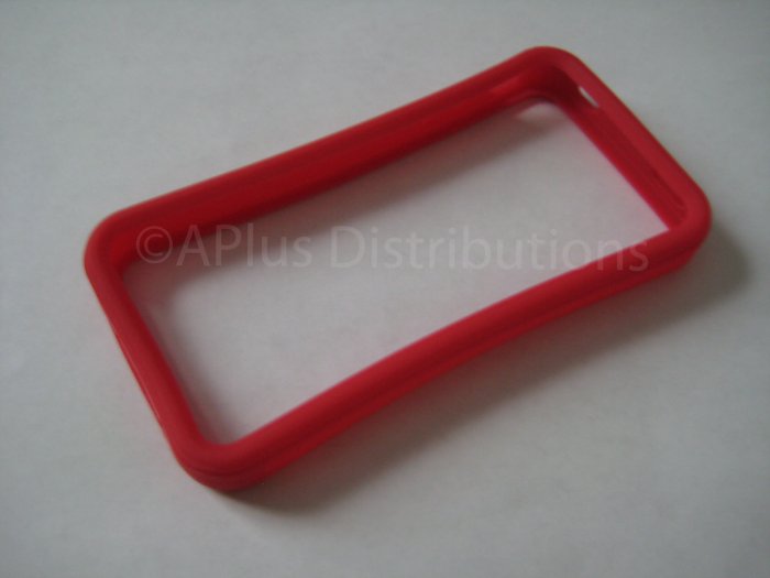 New Red Bumper Design Silicone Cover For iPhone 4 - (0116)