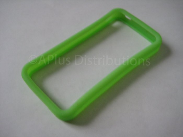 New Lime Green Bumper Design Silicone Cover For iPhone 4 - (0115)