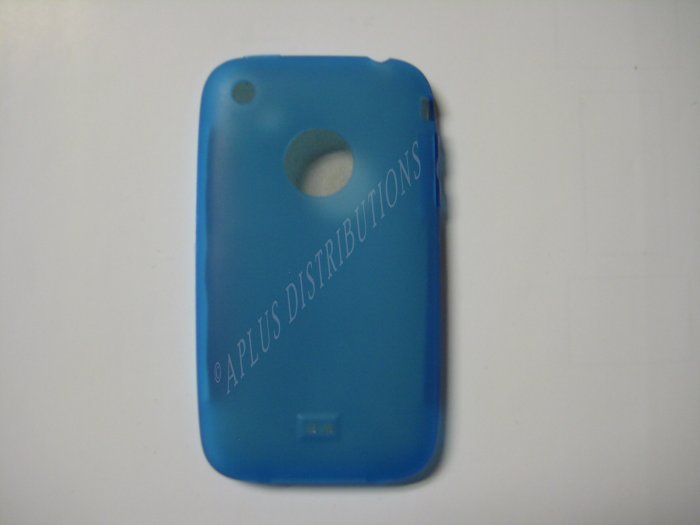 New Blue Transparent W/Charm Hole Design TPU Cover For iPhone 3G 3GS - (0005)