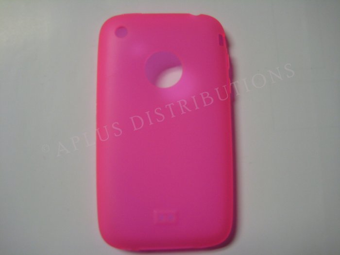 New Hot Pink Transparent W/Charm Hole Design TPU Cover For iPhone 3G 3GS - (0006)
