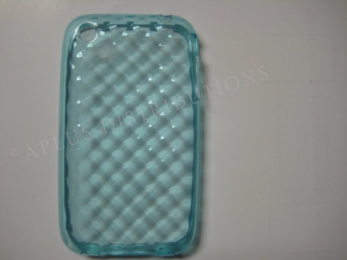 New Blue Big Diamond Cut Pattern TPU Cover For iPhone 3G 3GS - (0008)