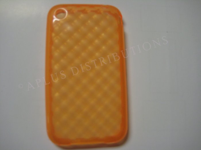 New Orange Big Diamond Cut Pattern TPU Cover For iPhone 3G 3GS - (0009)