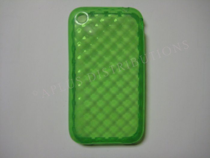 New Green Big Diamond Cut Pattern TPU Cover For iPhone 3G 3GS - (0010)