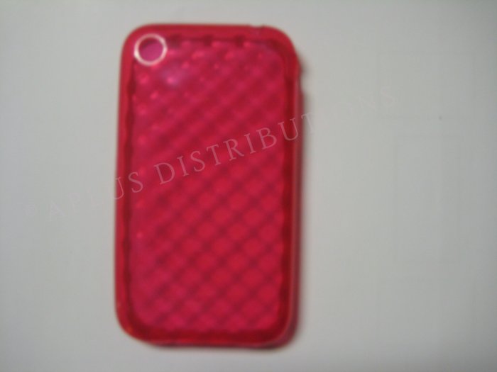 New Red Big Diamond Cut Pattern TPU Cover For iPhone 3G 3GS - (0011)