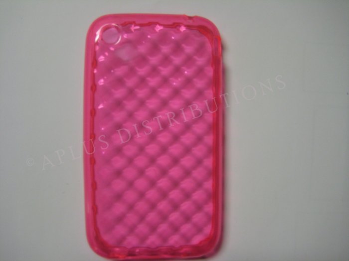New Pink Big Diamond Cut Pattern TPU Cover For iPhone 3G 3GS - (0012)