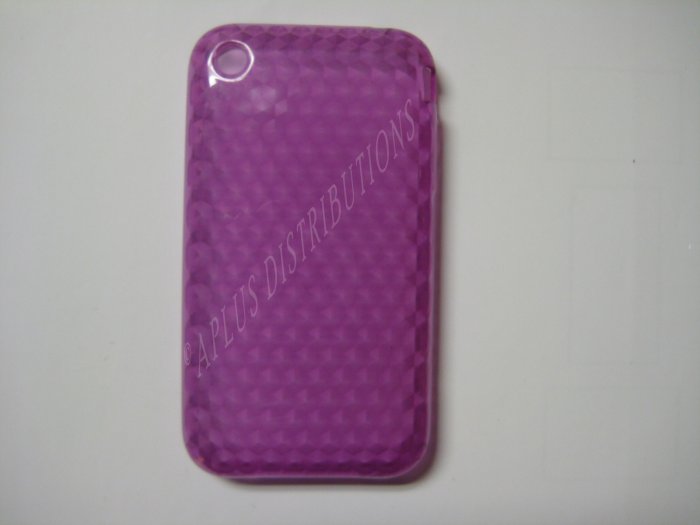 New Purple Diamond Cut Pattern TPU Cover For iPhone 3G 3GS - (0014)