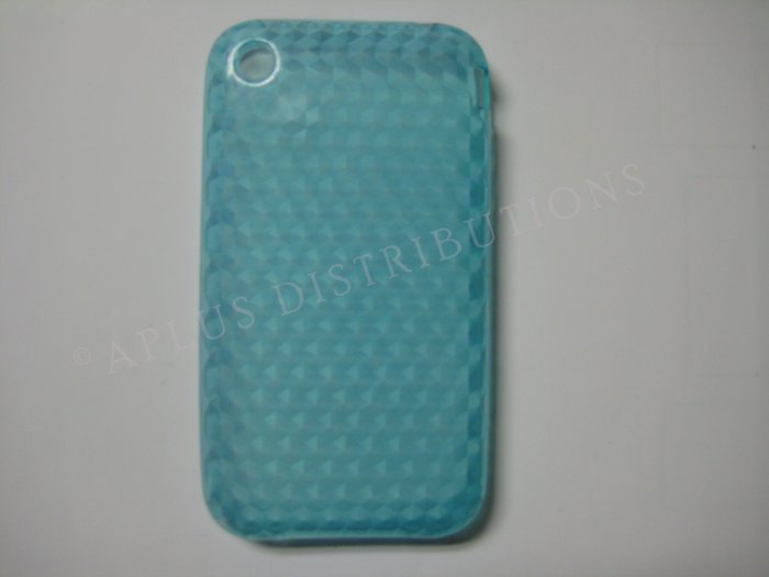 New Blue Diamond Cut Pattern TPU Cover For iPhone 3G 3GS - (0015)