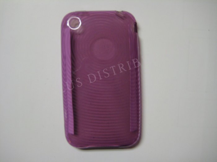 New Purple Transparent Thumb Print Design TPU Cover For iPhone 3G 3GS - (0018)