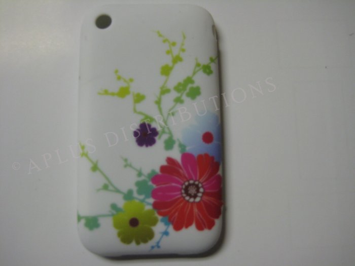 New White Multi Daises Design TPU Cover For iPhone 3G 3GS - (0028)