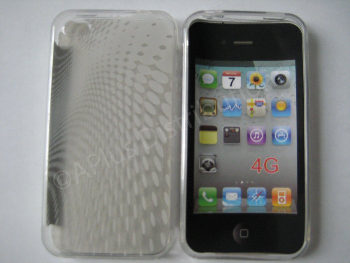 New Clear Transparent Roundlets Design TPU Cover For iPhone 4 - (0087)