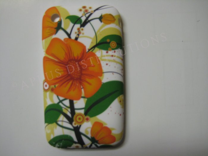 New Orange Big Flower Design TPU Cover For iPhone 3G 3GS - (0034)