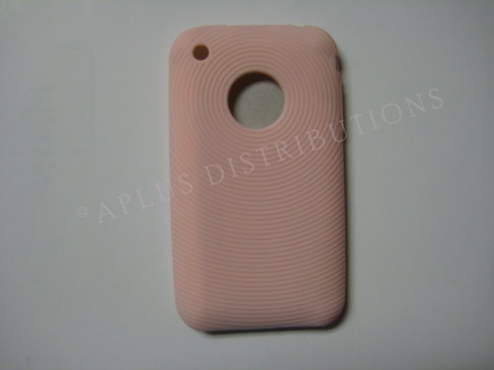 New Peach Thumb Print Pattern Silicone Cover For iPhone 3G 3GS - (0001)