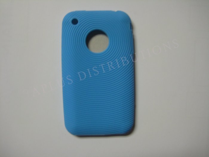 New Light Blue Thumb Print Pattern Silicone Cover For iPhone 3G 3GS - (0003)