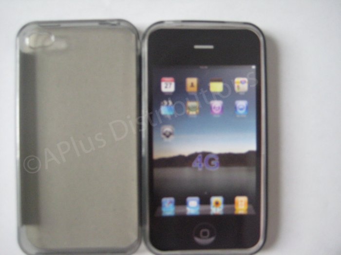New Smoke Transparent Solid Color Design TPU Cover For iPhone 4 - (0072)