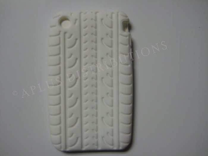 New White Tire Print Pattern Silicone Cover For iPhone 3G 3GS - (0008)