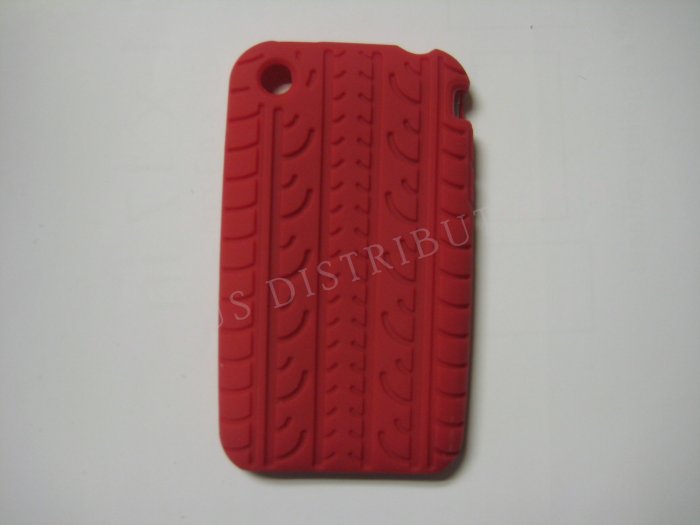New Red Tire Print Pattern Silicone Cover For iPhone 3G 3GS - (0010)