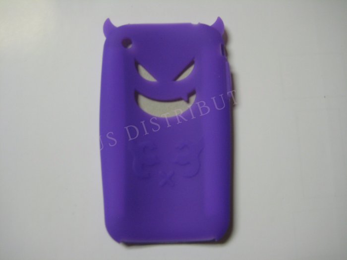New Purple Devil Design Silicone Cover For iPhone 3G 3GS - (0018)