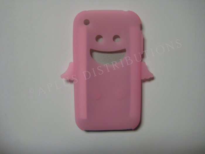 New Light Pink Angel Design Silicone Cover For iPhone 3G 3GS - (0026)