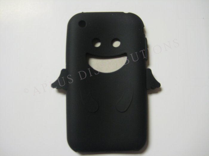 New Black Angel Design Silicone Cover For iPhone 3G 3GS - (0027)