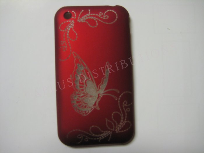 New Red Butterfly Design Hard Protective Cover For iPhone 3G 3GS - (0002)
