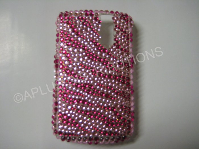 New Hot Pink Zebra Design Bling Diamond Case For Blackberry 8300 - (0027)