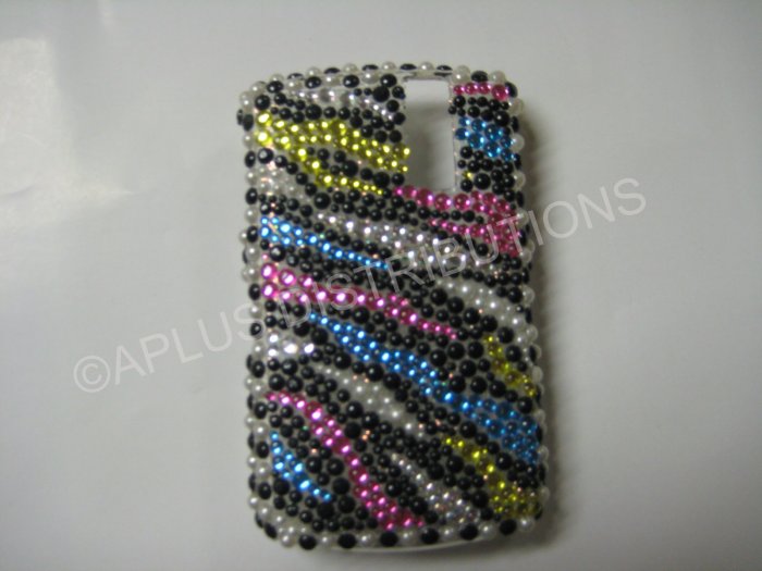 New Multi-Color Zebra Design Bling Diamond Case For Blackberry 8300 - (0030)