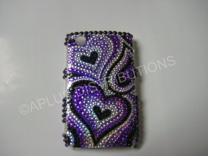 New Purple Heart Series Bling Diamond Case For Blackberry 8520 - (0017)