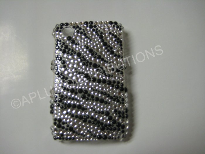 New Black Zebra Design Bling Diamond Case For Blackberry 8520 - (0020)