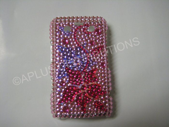 New Hot Pink Holly Flower Bling Diamond Case For Blackberry 9700 - (0088)