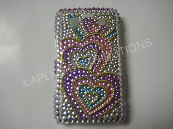 New Pink Triple Heart Series Bling Diamond Case For Blackberry 9700 - (0089)