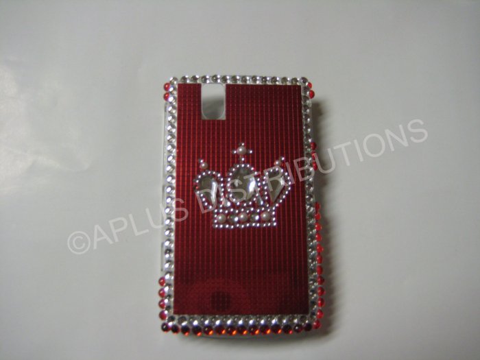 New Red Crown On Squares Bling Diamond Case For Blackberry 9630 - (0053)