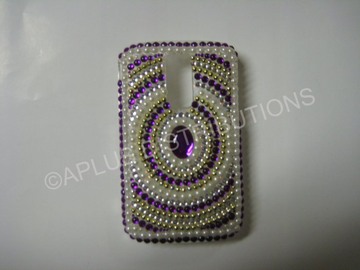 New Purple Diamond In Circle/Pearls Bling Diamond Case For Blackberry 9000 - (0067)