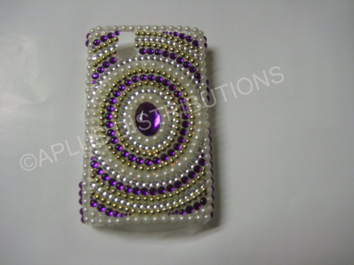 New Purple Diamond In Circle/Pearls Bling Diamond Case For Blackberry 9630 - (0067)