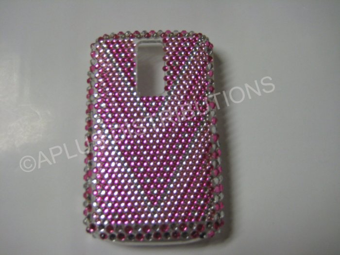 New Pink "V" Pattern Crystal Bling Diamond Case For Blackberry 9000 - (0070)